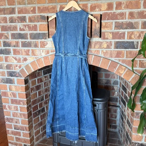 Denim Belted Button-Front Maxi Dress, NWT petite small - Picture 10 of 10